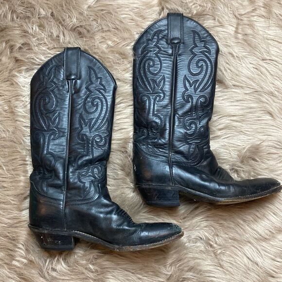 Justin Men's Black London Calf Classic Cowboy Boots - Picture 1 of 12